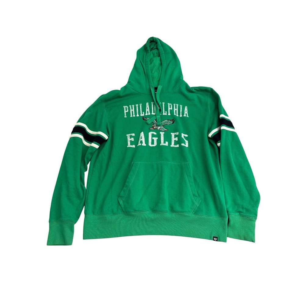 47 Brand Philadelphia Eagles Hoodie Mens XL Green Fleece Pullover Sweatshirt